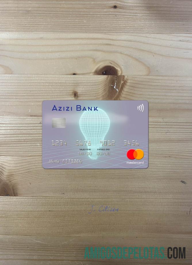 Afganistan Azizi bank mastercard tampilan foto depan templat