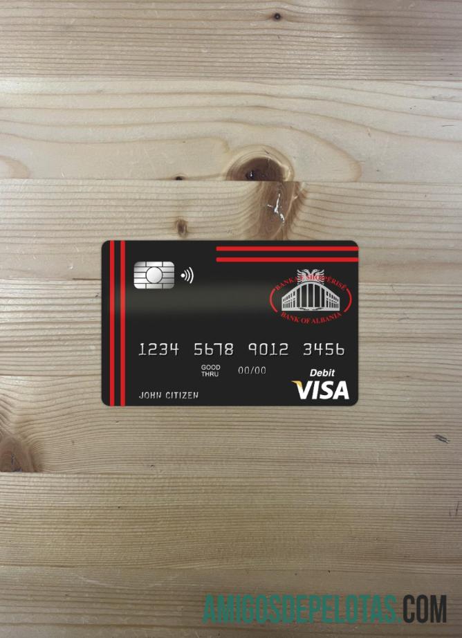 Albania bank of Albania bank visa kartu tampilan foto depan desain