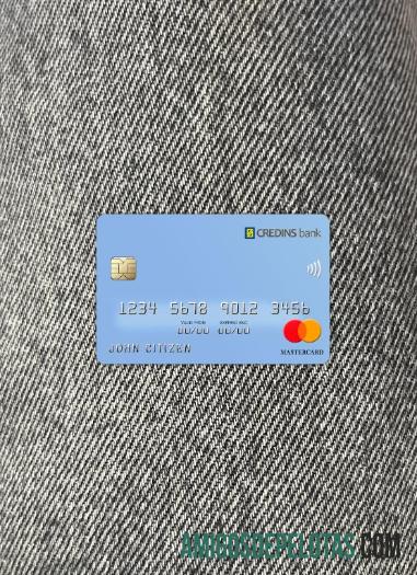 Albania Credins bank mastercard tampilan foto depan templat
