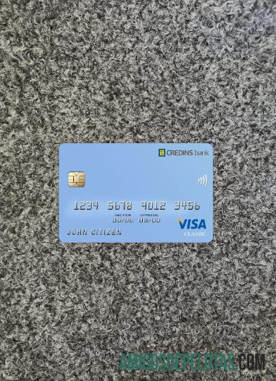 Albania Credins bank visa Debit tampilan foto depan desain