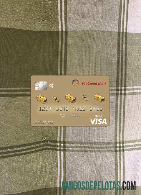 Albania Procredit bank visa kartu tampilan foto depan makering
