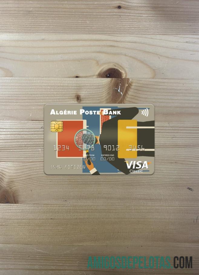 Aljazair Alge╠ürie Poste bank visa kartu tampilan foto depan desain