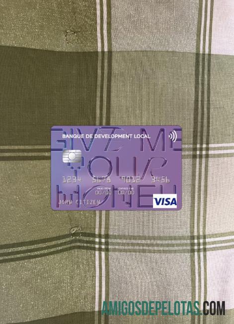 Aljazair Banque de De╠üveloppement Local visa kartu tampilan foto depan pratinjau