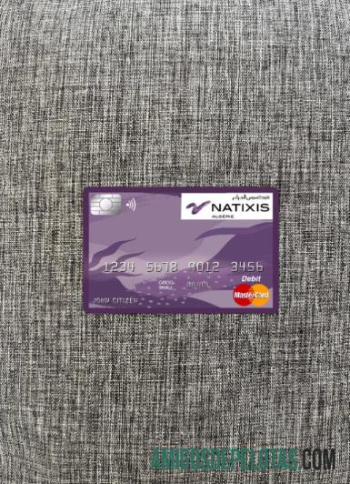 Aljazair Natixis algerie bank master kartu tampilan foto depan templat
