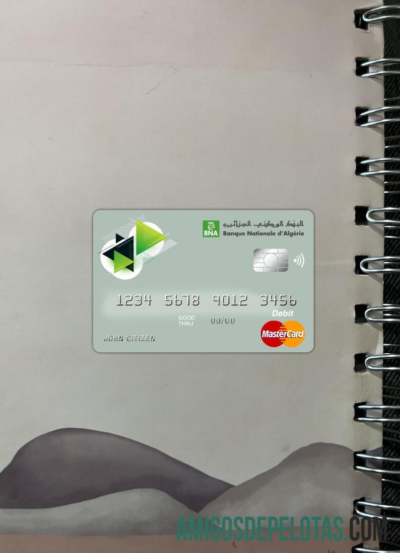 Aljazair banque nationale dΓÇÖAlge╠ürie (BNA) bank master kartu tampilan foto depan desain