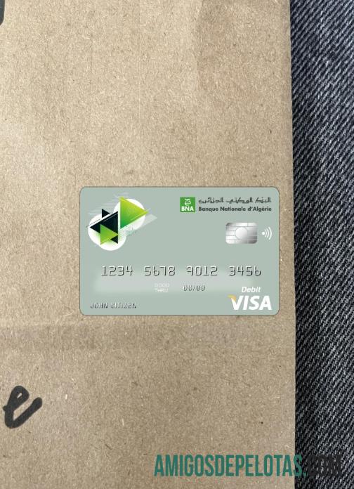 Aljazair banque nationale dΓÇÖAlge╠ürie (BNA) bank visa kartu tampilan foto depan templat