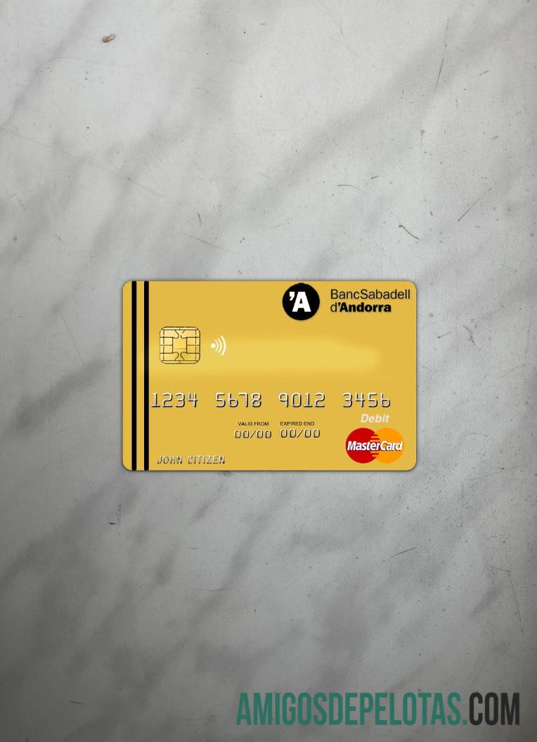 Andorra bank Sabadell Mastercard tampilan foto depan makering