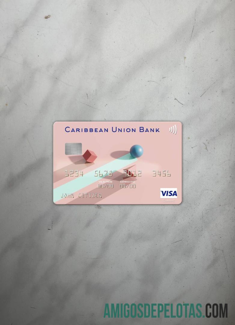 Antigua dan Barbuda Caribbean serikat bank visa kartu tampilan foto depan desain