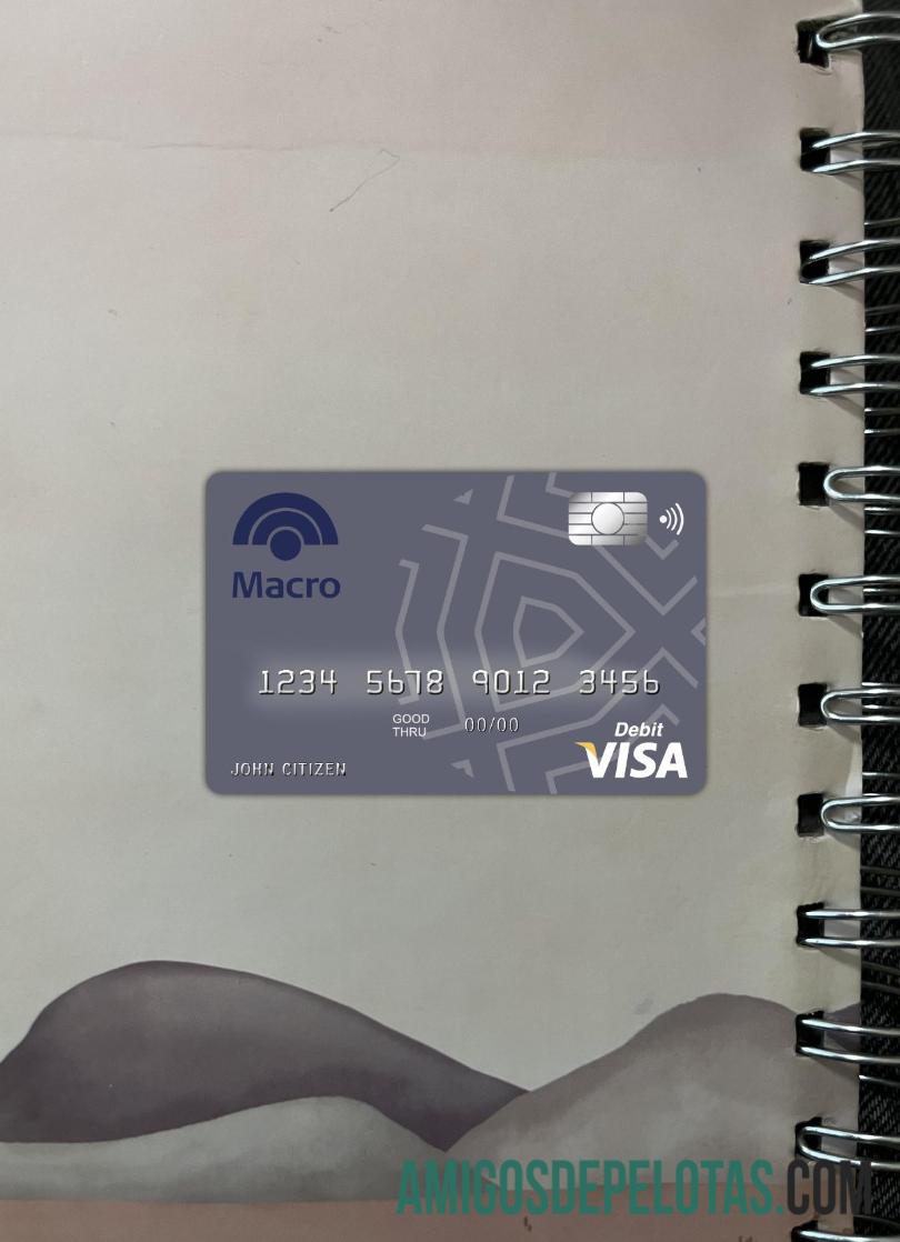 Argenitina Banco Macro S.A bank visa kartu tampilan foto depan sampel