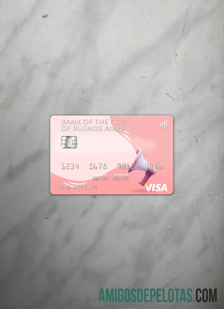 Argentina bank of the City of Buenos Aires visa kartu tampilan foto depan desain