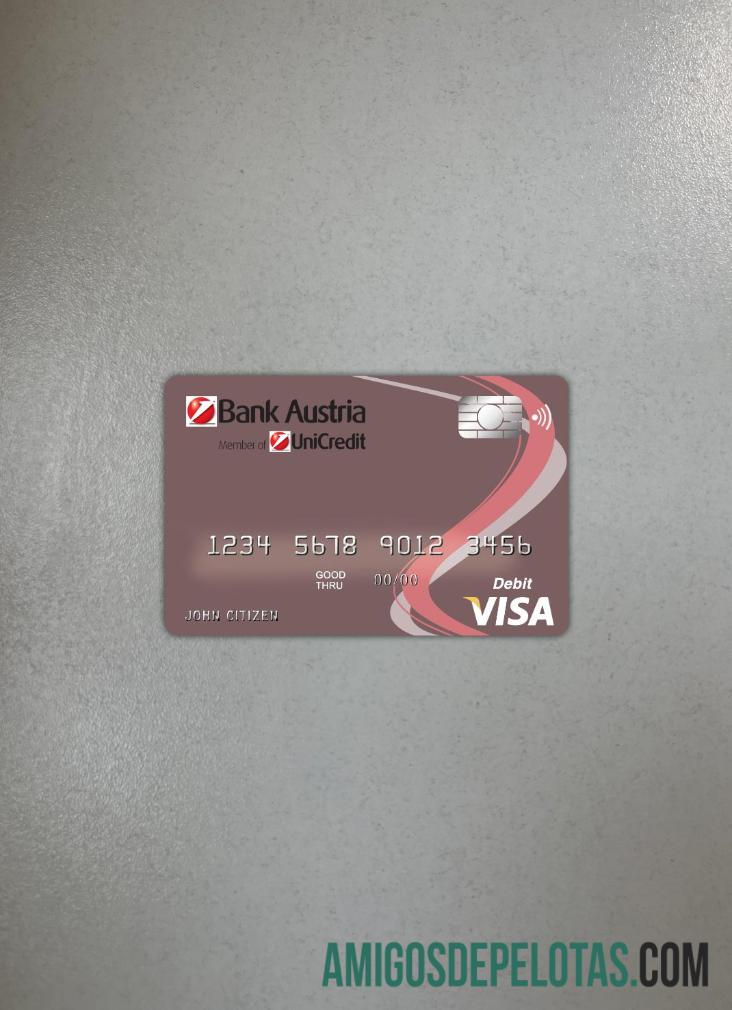 Austria bank Austria visa kartu tampilan foto depan desain
