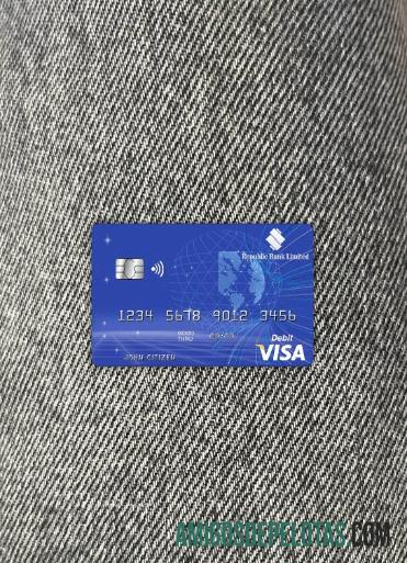 Barbados Republic bank visa kartu tampilan foto depan templat
