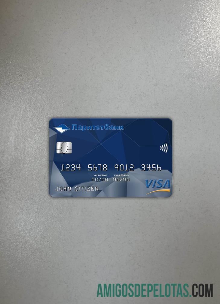 Belarus Paritet bank visa kartu tampilan foto depan pratinjau