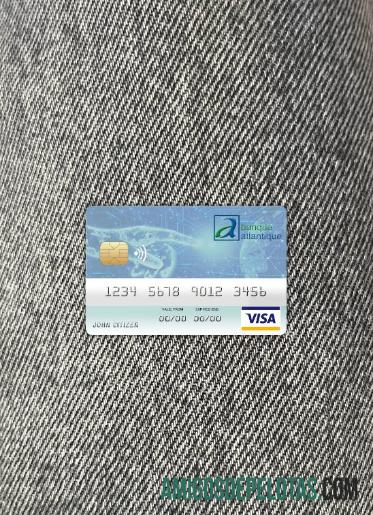 Benin Atlantique bank visa kartu tampilan foto depan templat