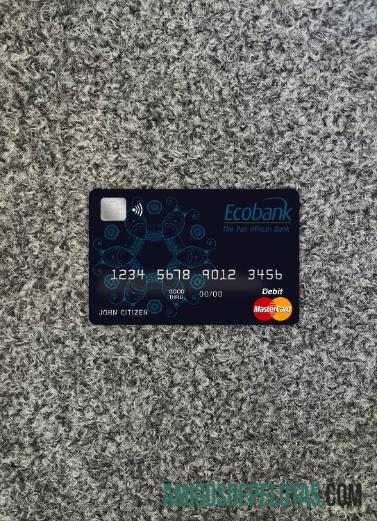 Benin Ecobank master kartu tampilan foto depan sampel