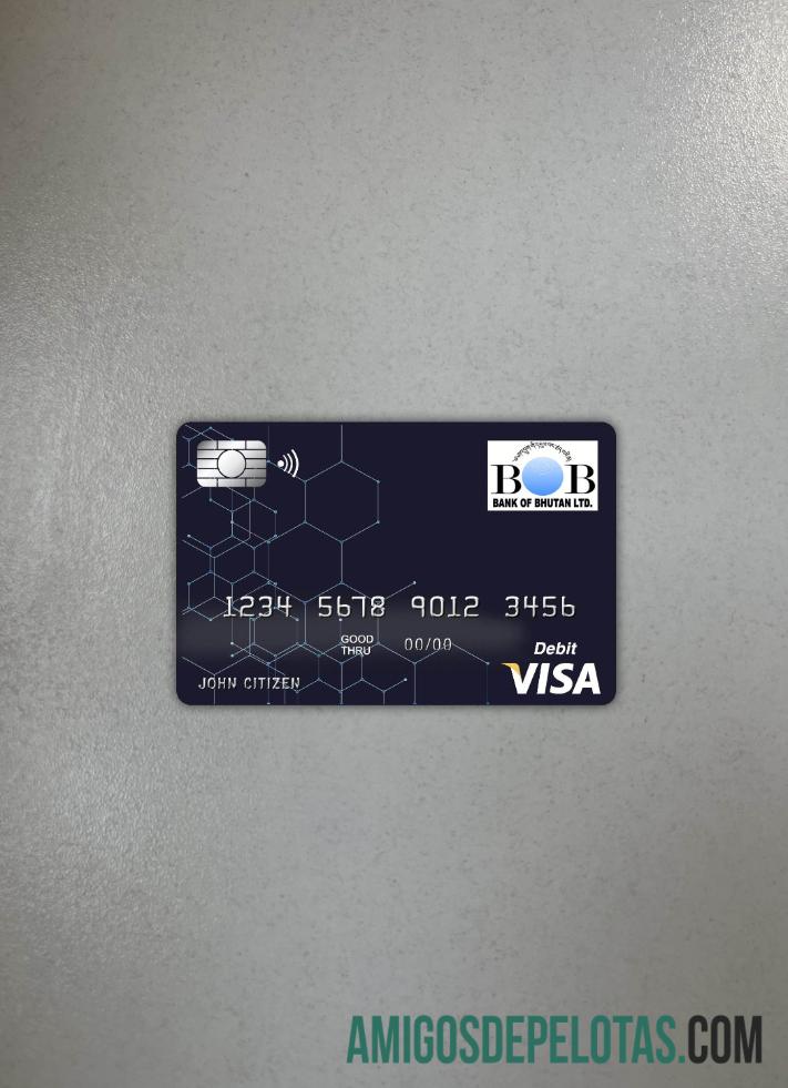 Bhutan bank of Bhutan visa kartu tampilan foto depan desain