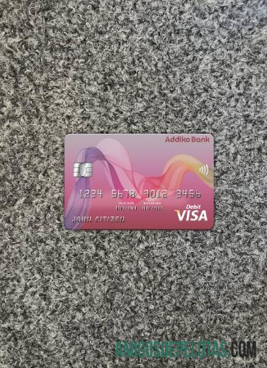 Bosnia dan Herzegovina Addiko bank visa kartu tampilan foto depan sampel