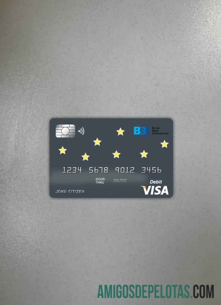 Bosnia dan Herzegovina Bosna International bank visa kartu tampilan foto depan sampel