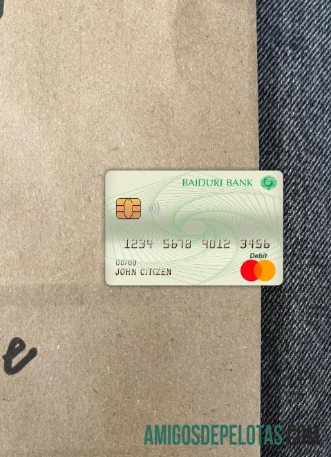 Brunei Baiduri bank master Debit kartu tampilan foto depan desain