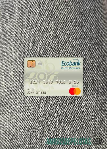 Burkina Faso Ecobank bank master Debit kartu tampilan foto depan templat