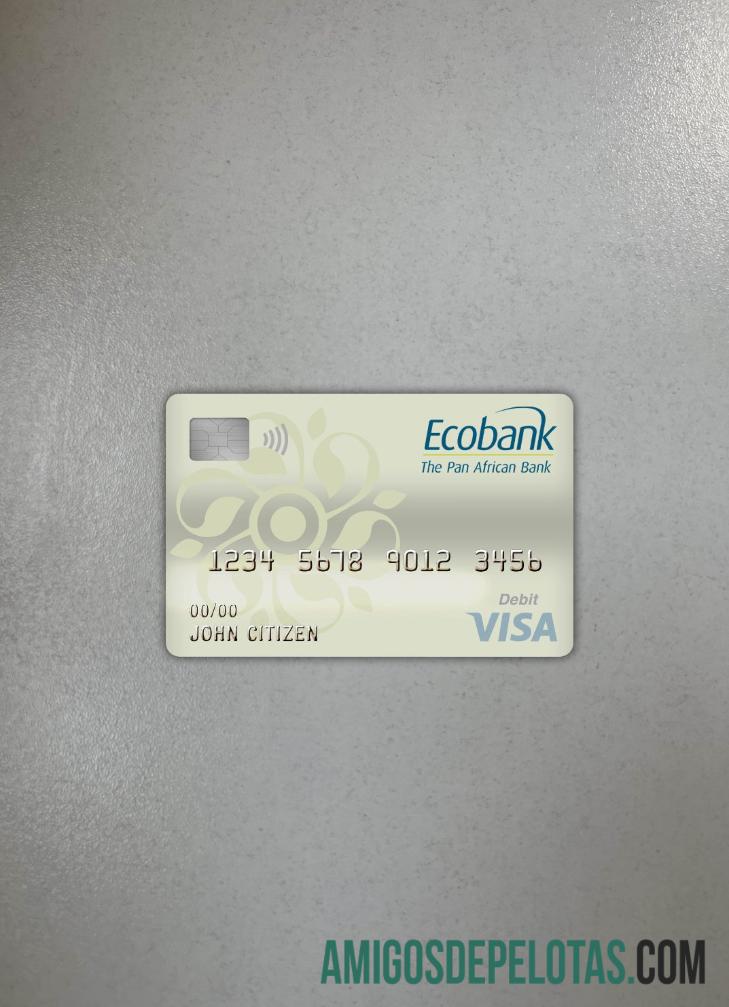Burkina Faso Ecobank bank visa Debit kartu tampilan foto depan desain