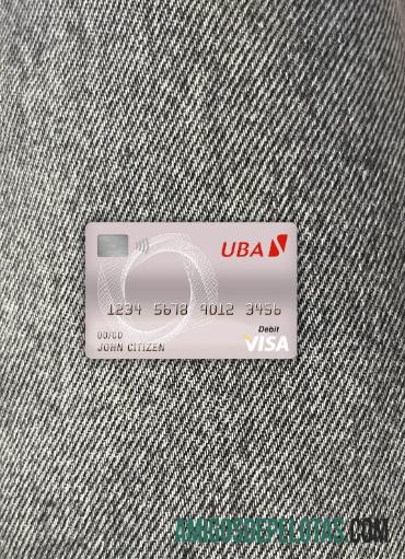Kamerun UBA bank visa Debit kartu tampilan foto depan makering