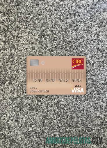 Kanada CIBC bank visa Debit kartu tampilan foto depan makering
