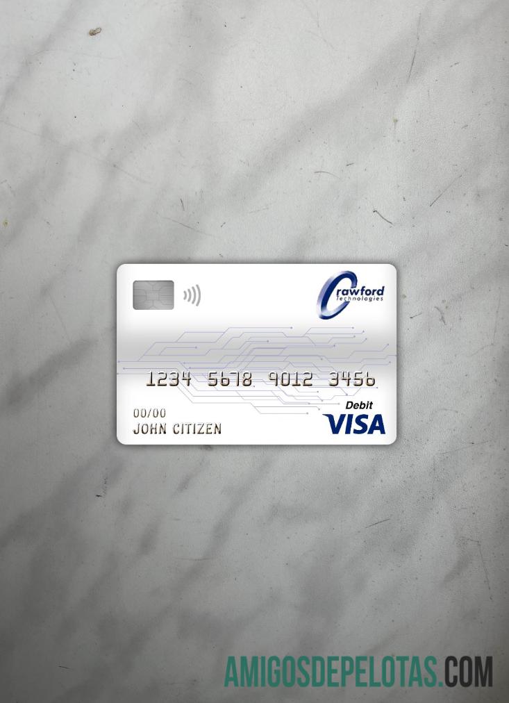 Kanada Crawfordtech bank visa Debit kartu tampilan foto depan sampel