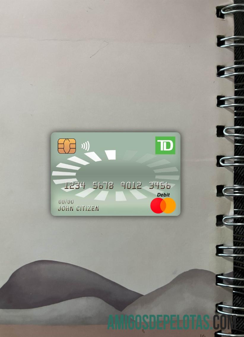 Kanada TD master Debit kartu tampilan foto depan templat