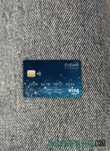 Republik Afrika Tengah Ecobank bank visa kartu tampilan foto depan desain
