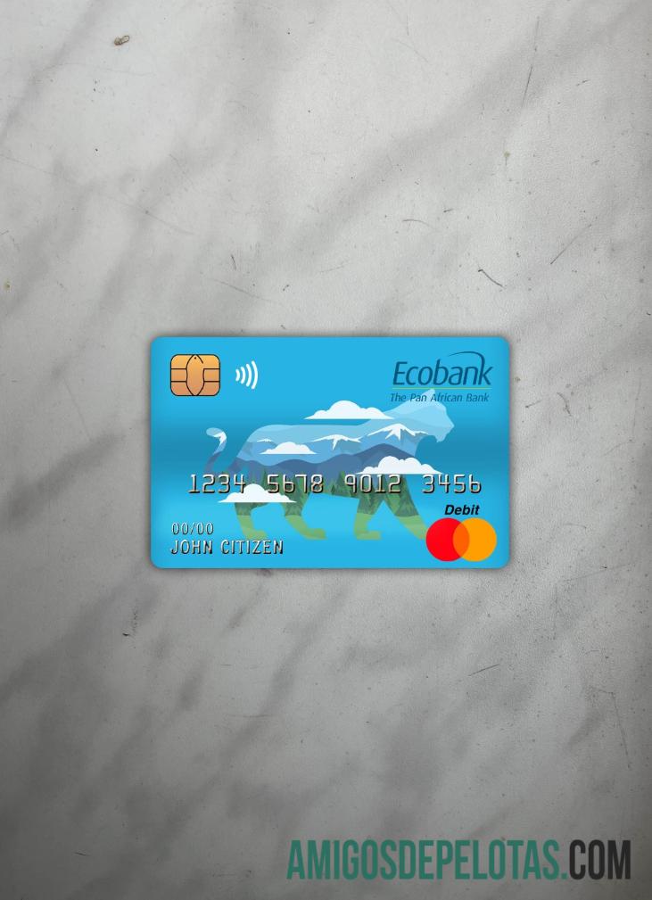 Republik Afrika Tengah ecobank master Debit kartu tampilan foto depan templat