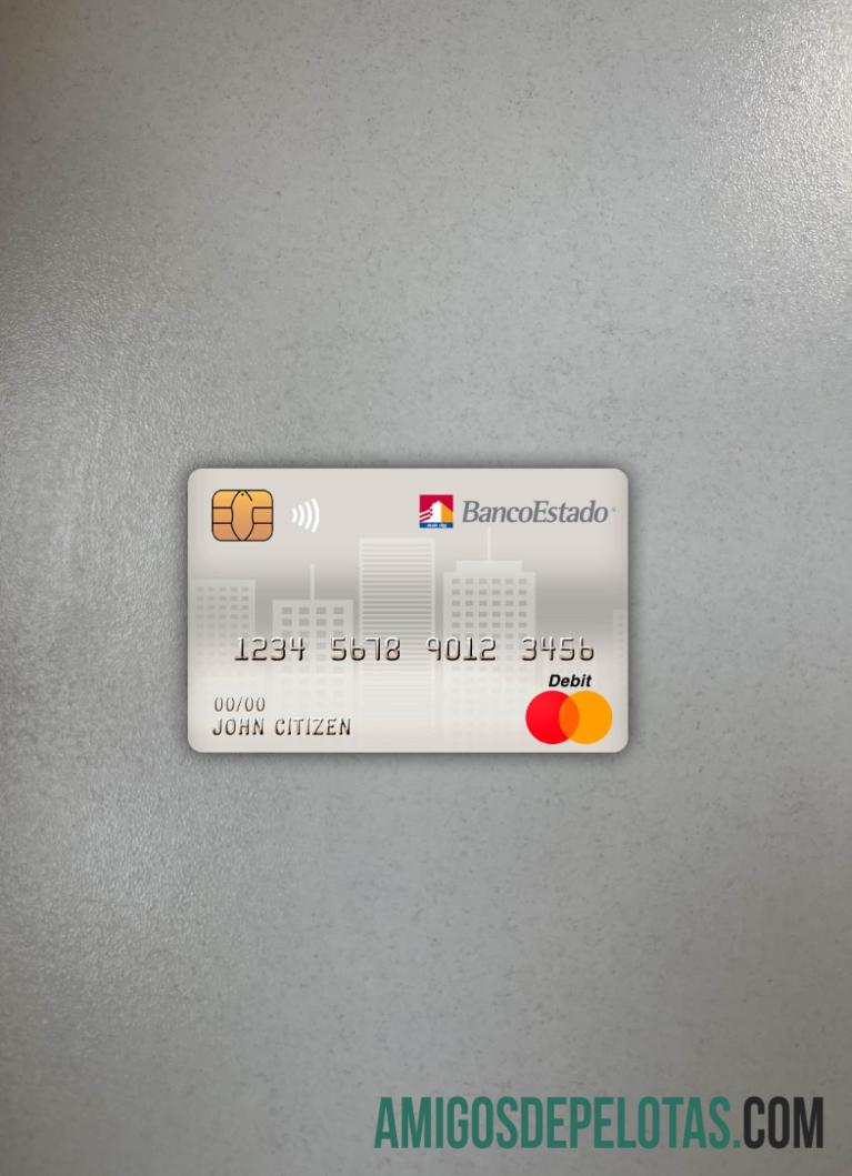 Chili Banco del estado de Chili bank master Debit kartu tampilan foto depan sampel
