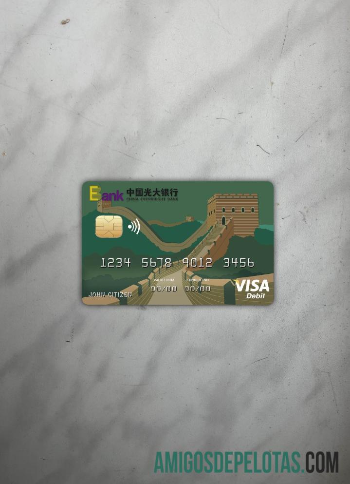 Tiongkok Everbright bank visa kartu tampilan foto depan sampel