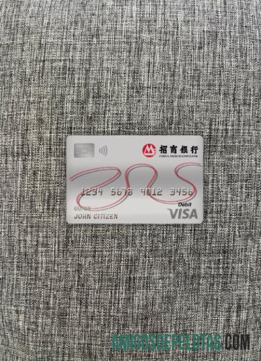 Tiongkok Merchants bank visa Debit kartu tampilan foto depan sampel