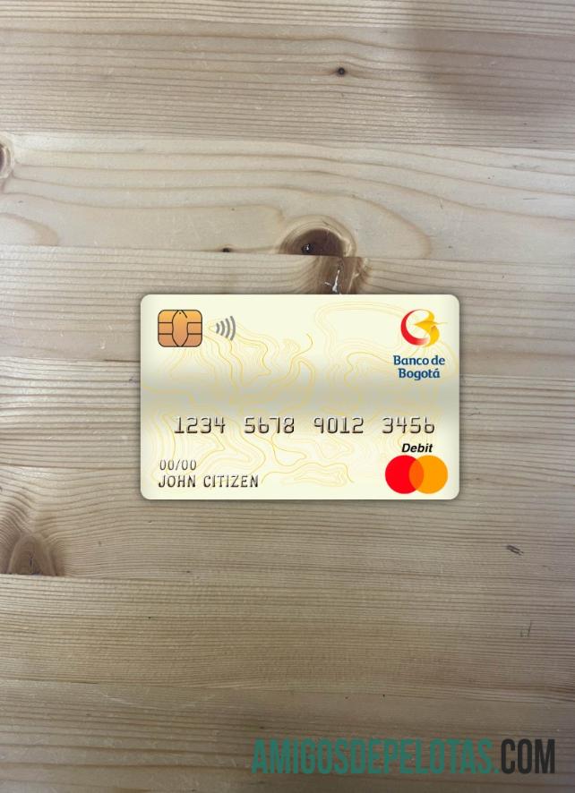 Kolombia Banco de bogota╠ü bank master Debit kartu tampilan foto depan sampel