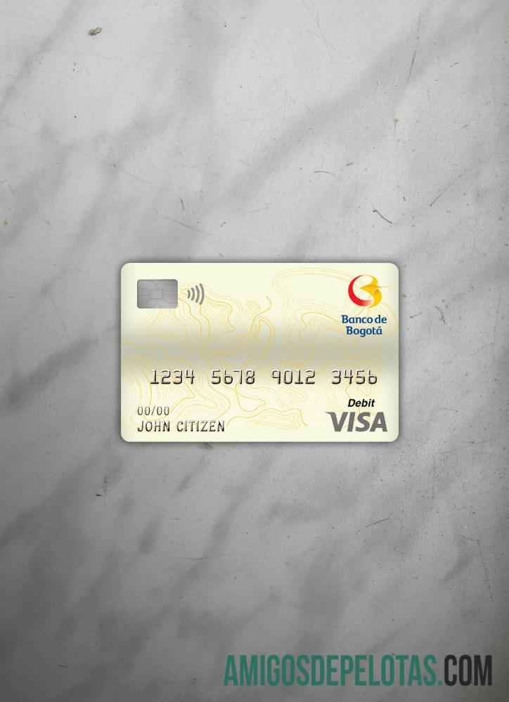 Kolombia Banco de bogota╠ü bank visa Debit kartu tampilan foto depan sampel
