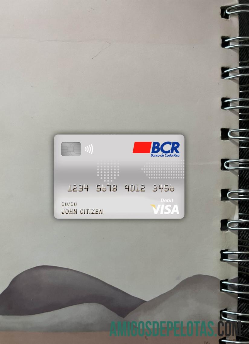 Kosta Rika The bank of Kosta Rika visa Debit kartu tampilan foto depan makering