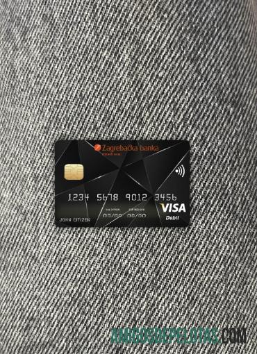 Kroasia Zagrebacka bank visa kartu tampilan foto depan desain