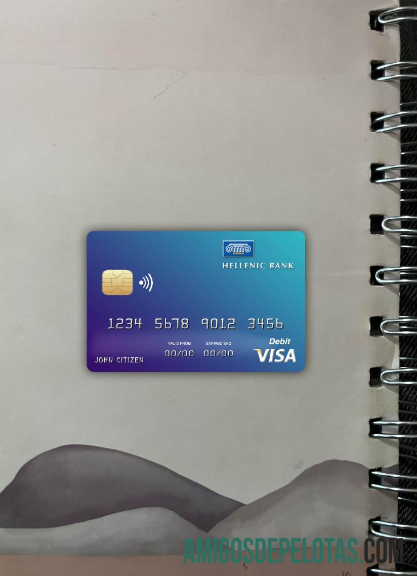 Siprus Hellenic bank visa kartu tampilan foto depan desain