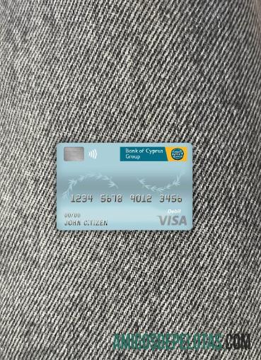 Siprus bank of Siprus visa Debit kartu tampilan foto depan sampel