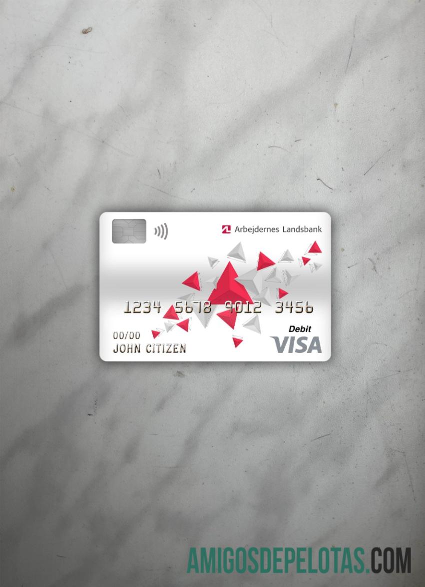 Denmark Arbejdernes landsbank bank visa Debit kartu tampilan foto depan pratinjau