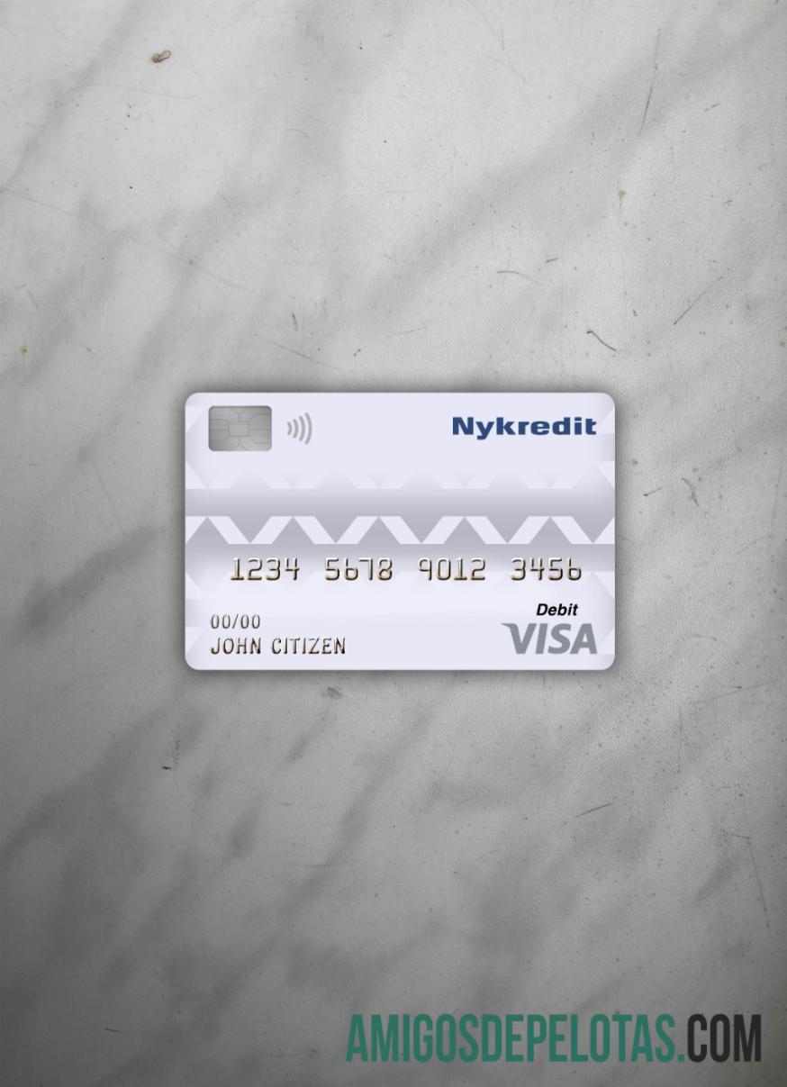 Denmark Nykredit bank visa Debit kartu tampilan foto depan makering