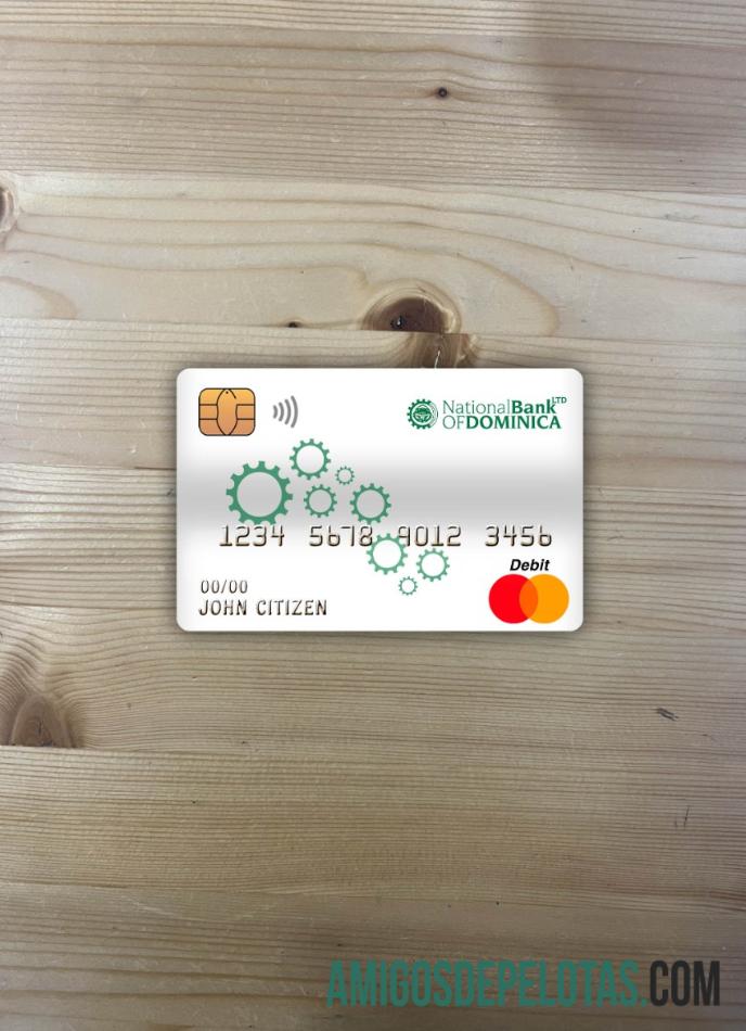 Dominika nasional bank of Dominika bank master Debit kartu tampilan foto depan desain
