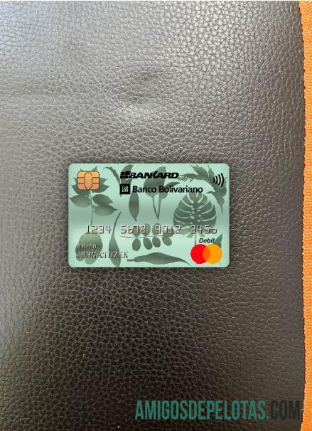 Ekuador Banco Bolivariano mastercard tampilan foto depan templat