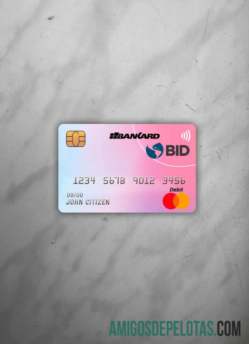 Ekuador Banco Interamericano de desarrollo (BID) bank mastercard tampilan foto depan sampel