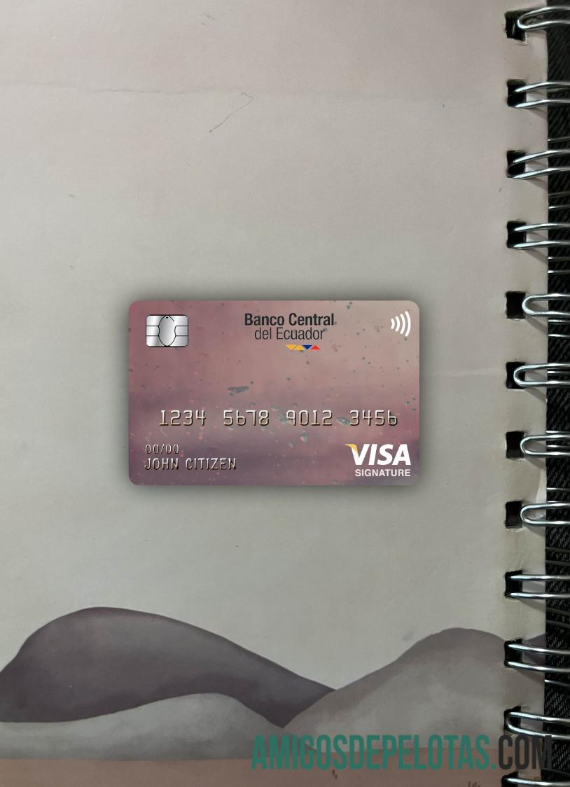 Ekuador Central bank visa Tanda Tangan kartu tampilan foto depan pratinjau
