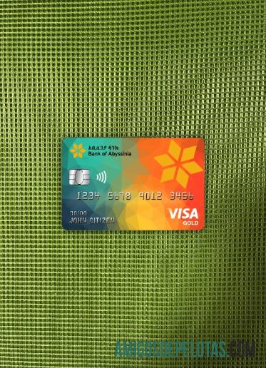 Etiopia bank of Abyssinia bank visa gold kartu tampilan foto depan desain