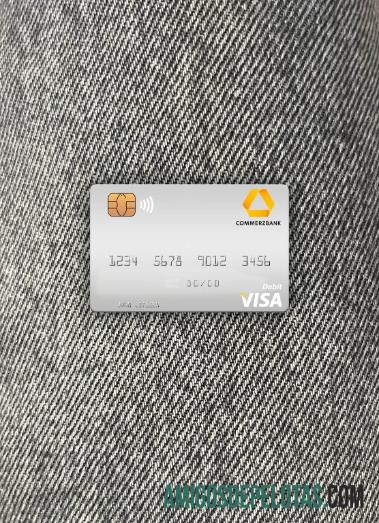 Jerman Commerz bank visa Debit kartu tampilan foto depan pratinjau