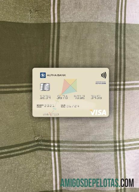 Yunani Alpha bank visa kartu versi 3 tampilan foto depan templat