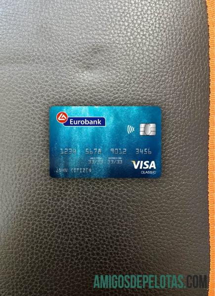 Yunani Eurobank ergasias visa classic kartu tampilan foto depan makering
